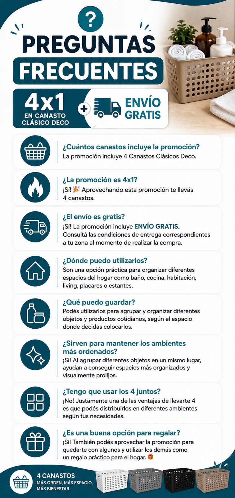 Canastos Cl&aacute;sicos Deco para organizar el hogar